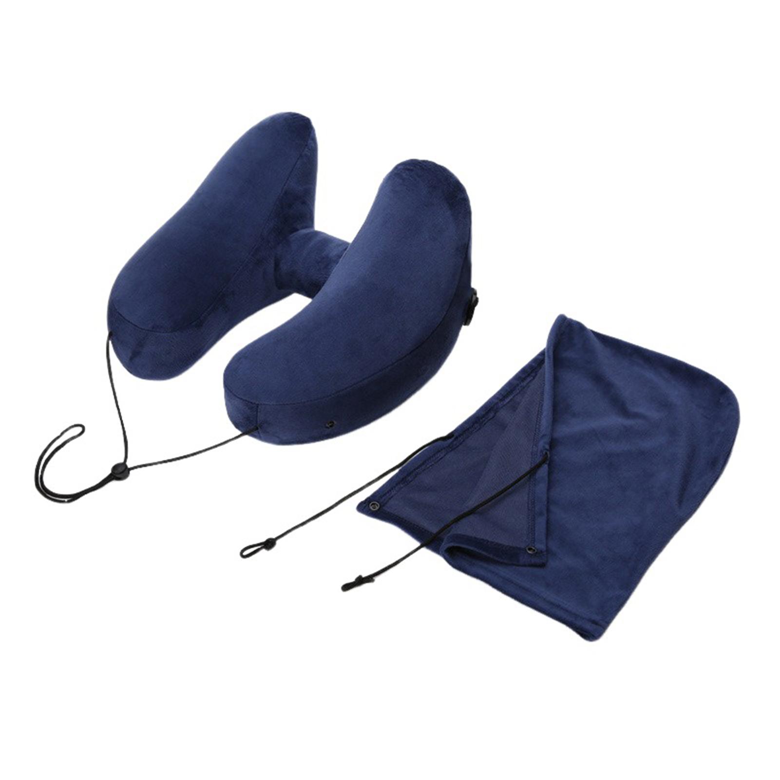 

Надувная подушка для шеи со шляпой, U-образная дорожная подушка для шеи, Удобная поддерживающая надувная подушка для самолета, Подушка для шеи для самолета 1pcs