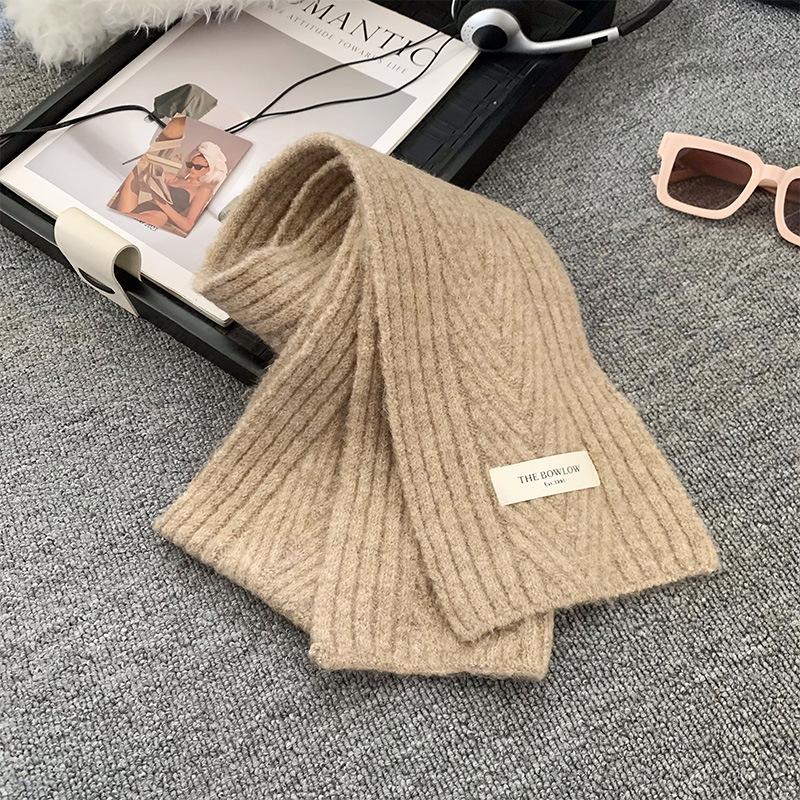 Retro Red Scarf Winter Women's New Korean Style Warm and Thickened Cold Proof Neck Protection Couple Knitted Small Scarf
