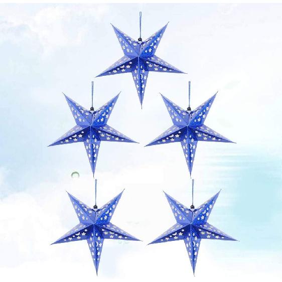 Hanging Paper Star Lantern Ceiling Twinkle Pentagram Lampshade Christmas Wedding Party Ornament 30CM 5Pcs