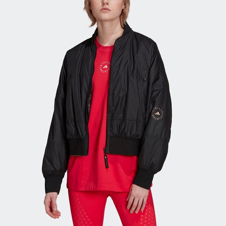 Adidas Solid Color Stand Collar Pilot Jacket Women Jacket Black GS1393