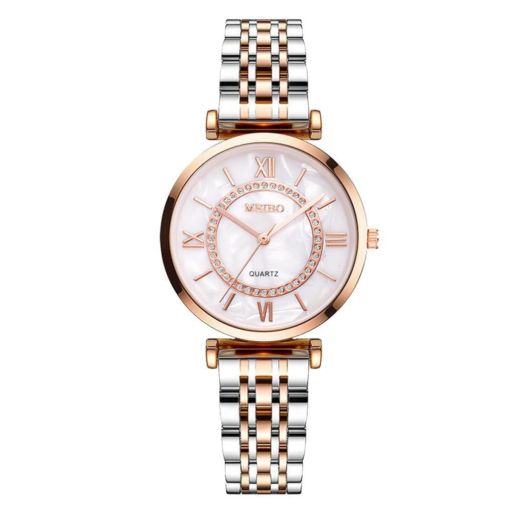Gold Quartz Watch, Simple Watch With Fashion Temperament, Classic Dial Alloy Steel Belt Women'S Watch