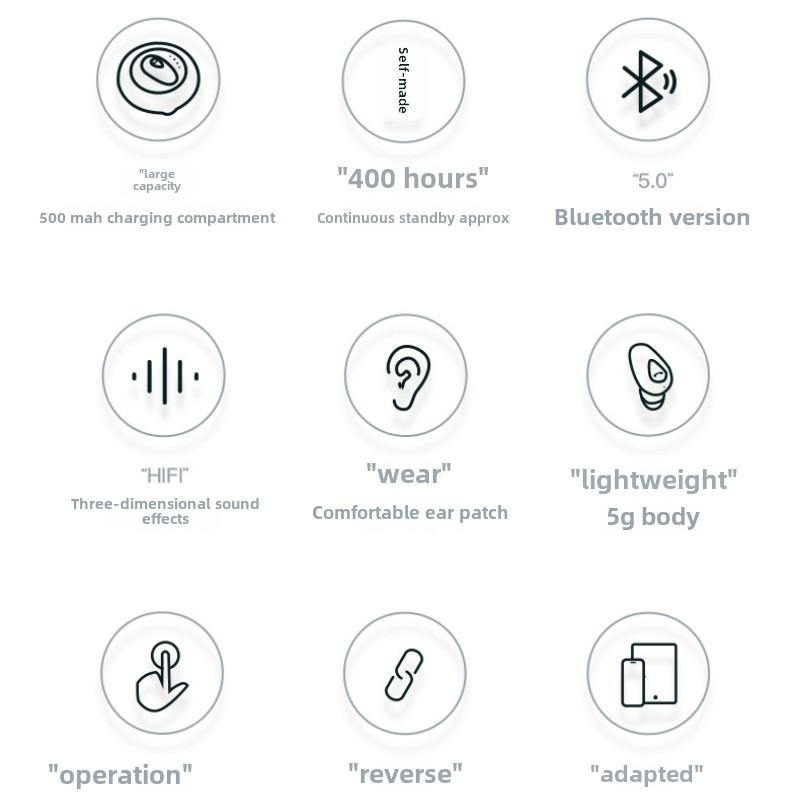 New Bluetooth Headphones Mini Wireless Ultra Long Life Sleep Noise Cancelling Headphones