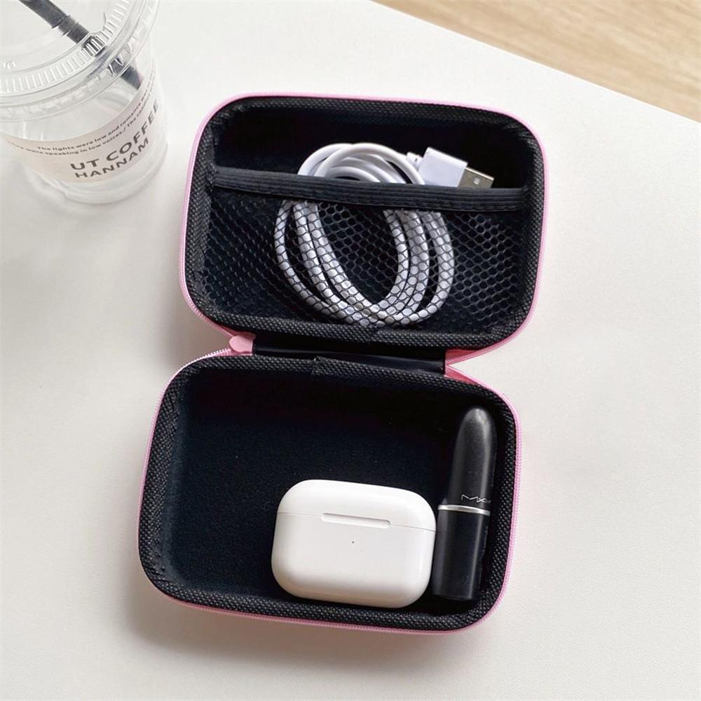 Korea Cute 3D Love Heart+EVA Storage Bag Set Charger Cover For iPhone 11 12 13 14 15 16 Pro Max 18W-20W Charge Protection Sleeve