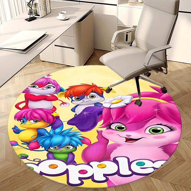 Popple Characters,Popple Friends Chair Mat Round Rug Office Carpet, Non Slip, Suitable for Living Rooms, Bedrooms,Decor1205758a