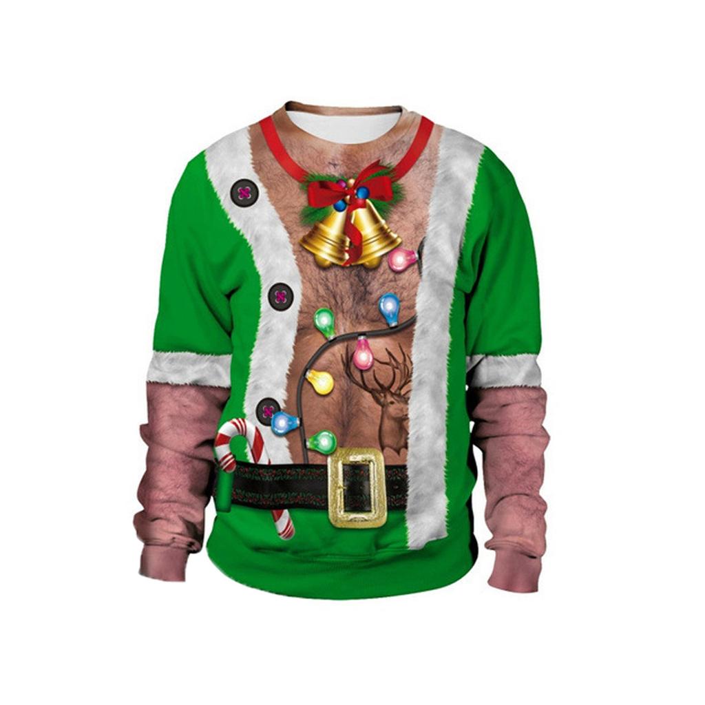 Women And Men Funny Christmas Print Tops Fashion Warm Long-sleeved Sweatshirt Casual Pullover Blouse