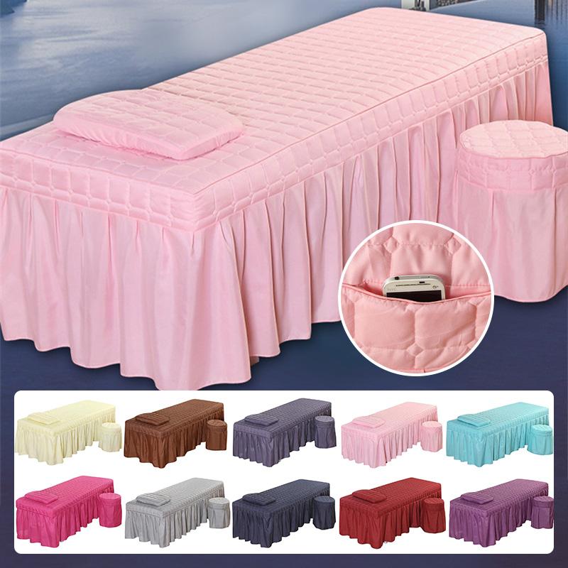 Square Head Quilted Thicken Beauty Salon Lash Massage Table Bed Skirt Mattress Cover SPA Treatment with Face Breath Hole Sheet