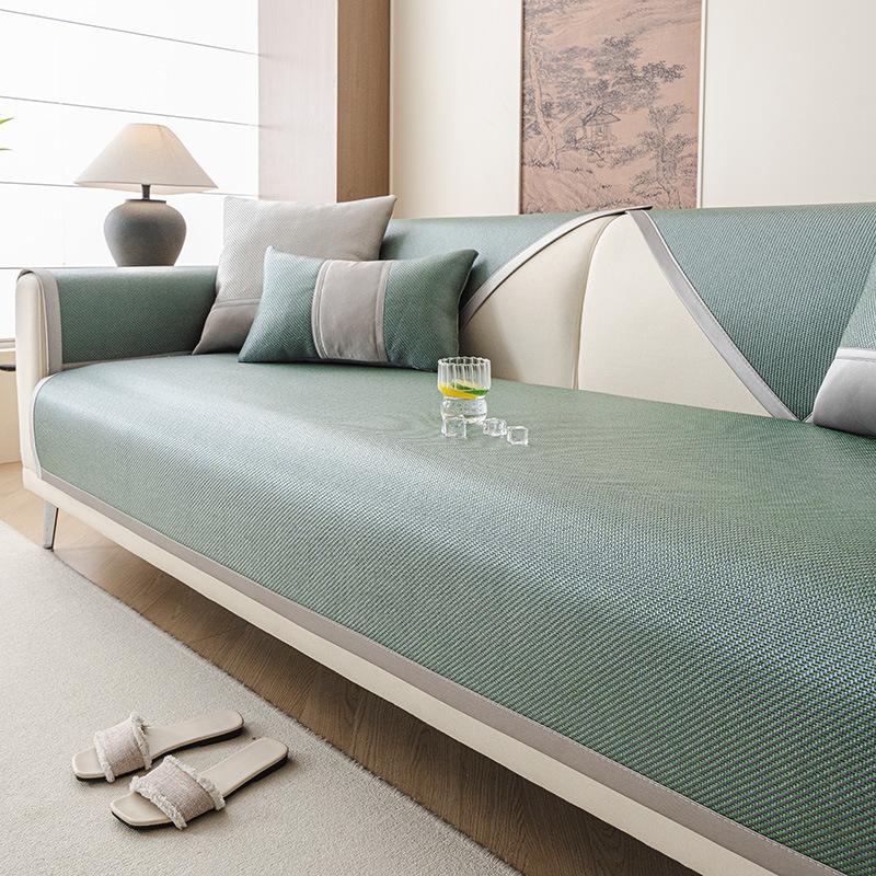 New Sofa Mat Seat Cushion Summer And Summer Straight Row Leather Sofa Cushion Cold Feeling Rattan Mat Sofa Cover