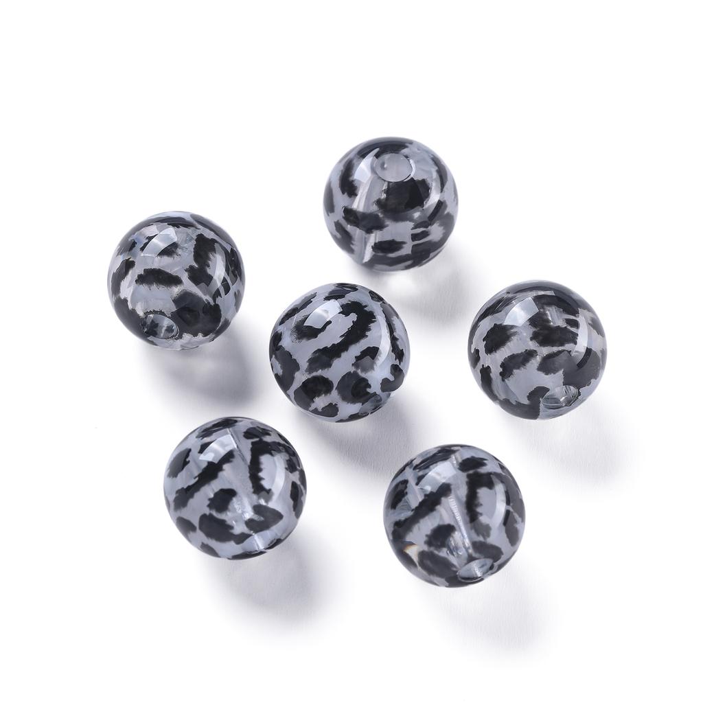 2pcs 15.5mm Acrylic Round Shaped Beads Leopard Print Spacer Loose Beads for DIY Bracelets Earrings Jewelry Making Accessories
