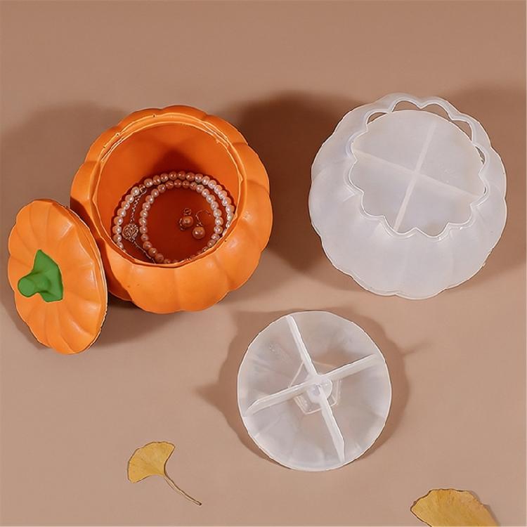 Easy Release Jewelry Organiser Mold Round Shaped Storage Box with Lid Mould Pumpkin Candle Holder Crafting Supplies