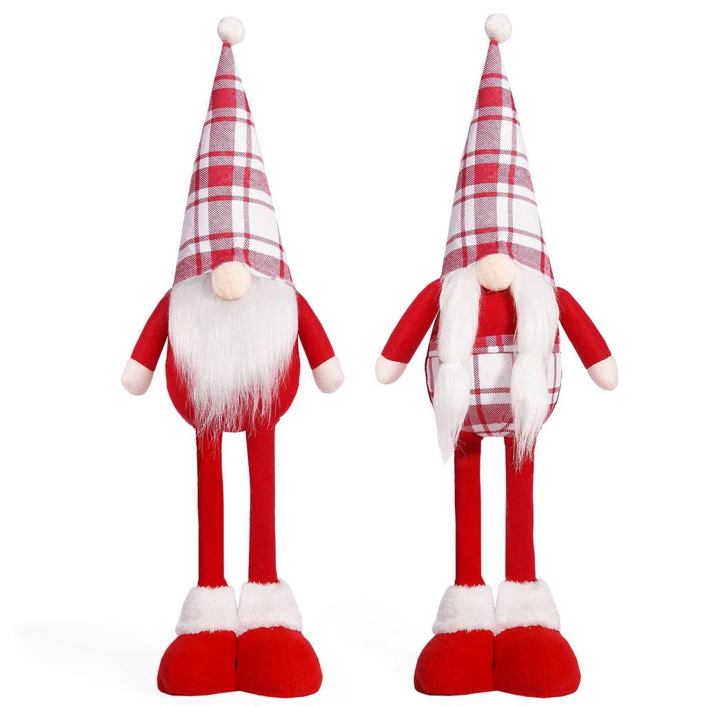 Christmas Red Faceless Gnome Doll: Cute Standing Old Man Figurine Ornament