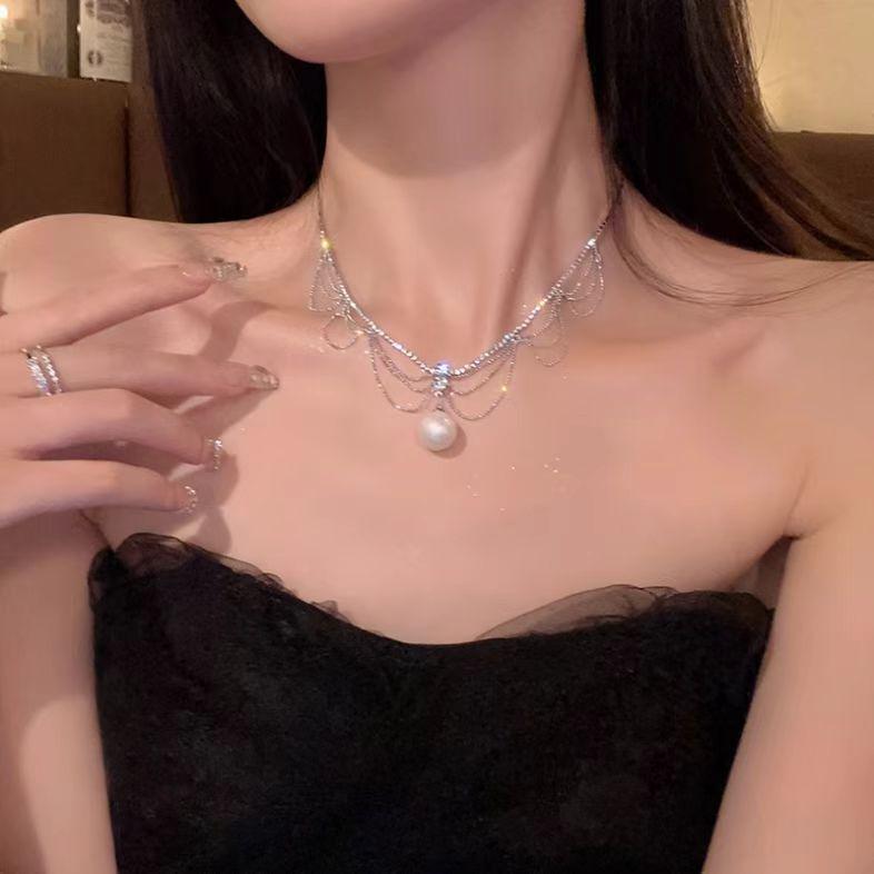 Spicy Girl Tassel Pearl Necklace: Elegant, Versatile Clavicle Jewelry for Women