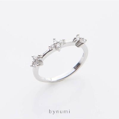Bynumi Pixie Ring - Handmade Cubic Zirconia (CZ) and Solid 925 Sterling Silver with Rhodium Plating Jewelry for Women's Gift