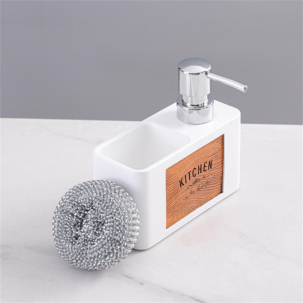 Kitchen Dish Soap Dispenser with Sponge Holder 2 In 1 Countertop Dishwashing Soap Pump Dispenser Set for Kitchen Sink