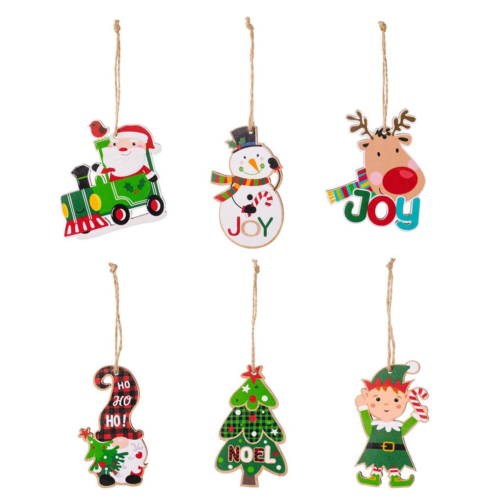 Colorful Beautiful Wooden Christmas Tree Ornaments With Santa Snowman And Elf Designs To Brighten Your Holidays