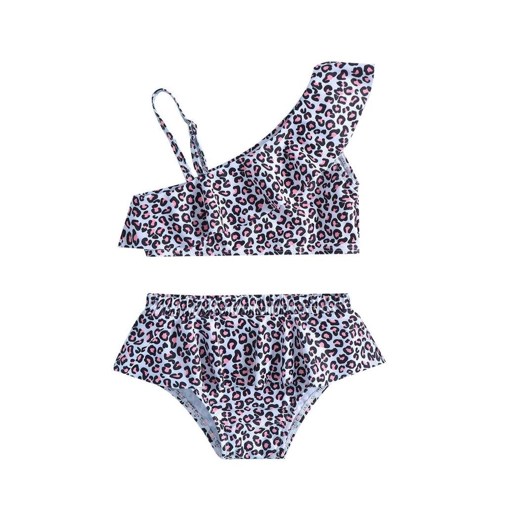 Leopard Print Two-Piece Bikini Set for Girls
