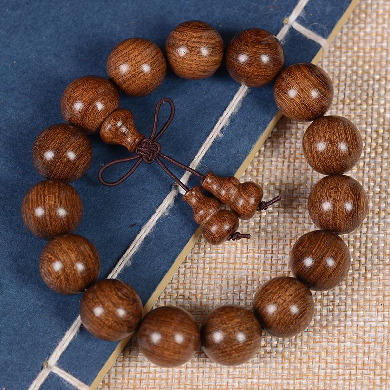 Golden Silk Sandalwood Bracelet 2.0 Old Material Wooden Buddha Bead Bracelet for Men and Women Couples Jewelry Sandalwood Rosary Cultural Play Jewelry