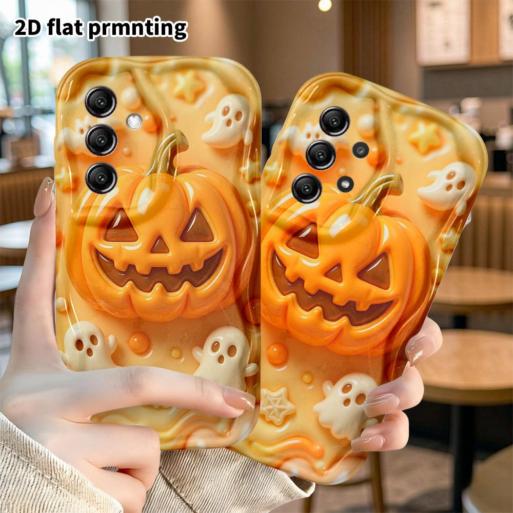 Phone Case: 2D Flat Design Suitable for Samsung Galaxy A34 A35 M05 M06 S20 S22 S21 FE Plus 5G Protective Case, Halloween Pumpkin Lamp, Perfect Holiday
