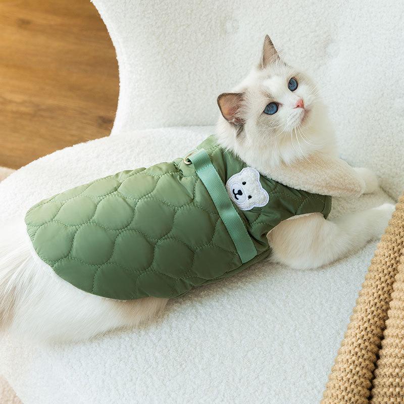 Cat Clothes Autumn and Winter Fashion Quilted Warm Vest Kitten Puppy Two Feet Anti-hair Loss Puppy Dog Pet Clothing