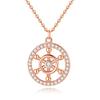 Fashionable Round Design Full Diamond Zircon Necklace Pendant Necklace Women 925 Sterling Silver Jewelry