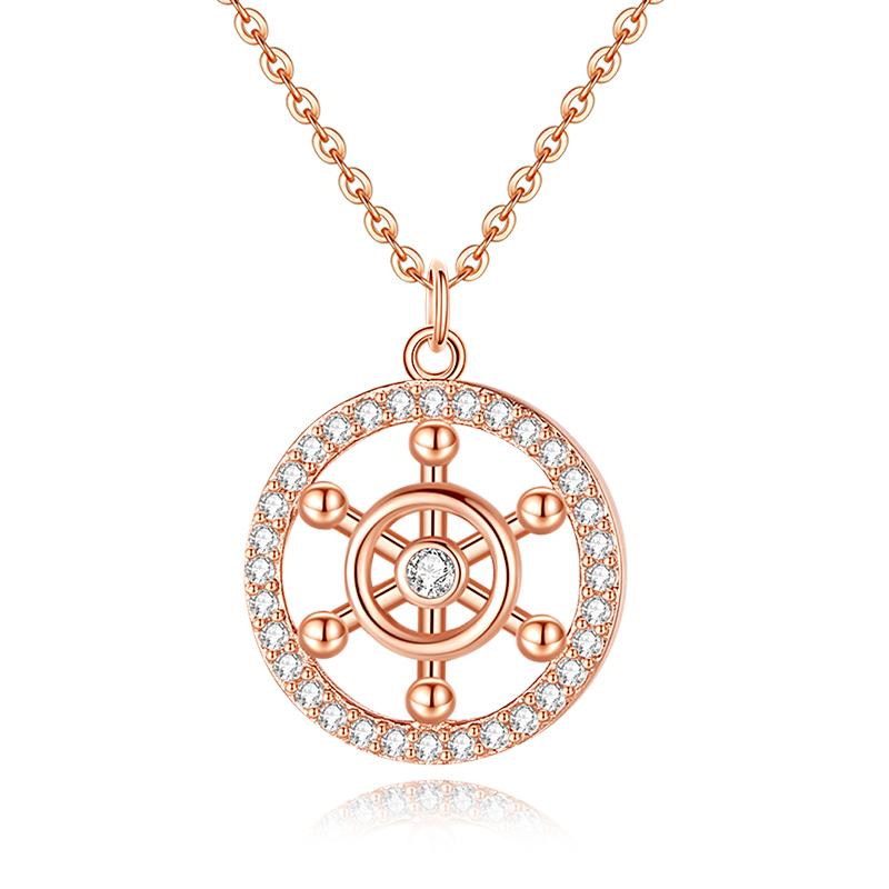 Fashionable Round Design Full Diamond Zircon Necklace Pendant Necklace Women 925 Sterling Silver Jewelry 18inches