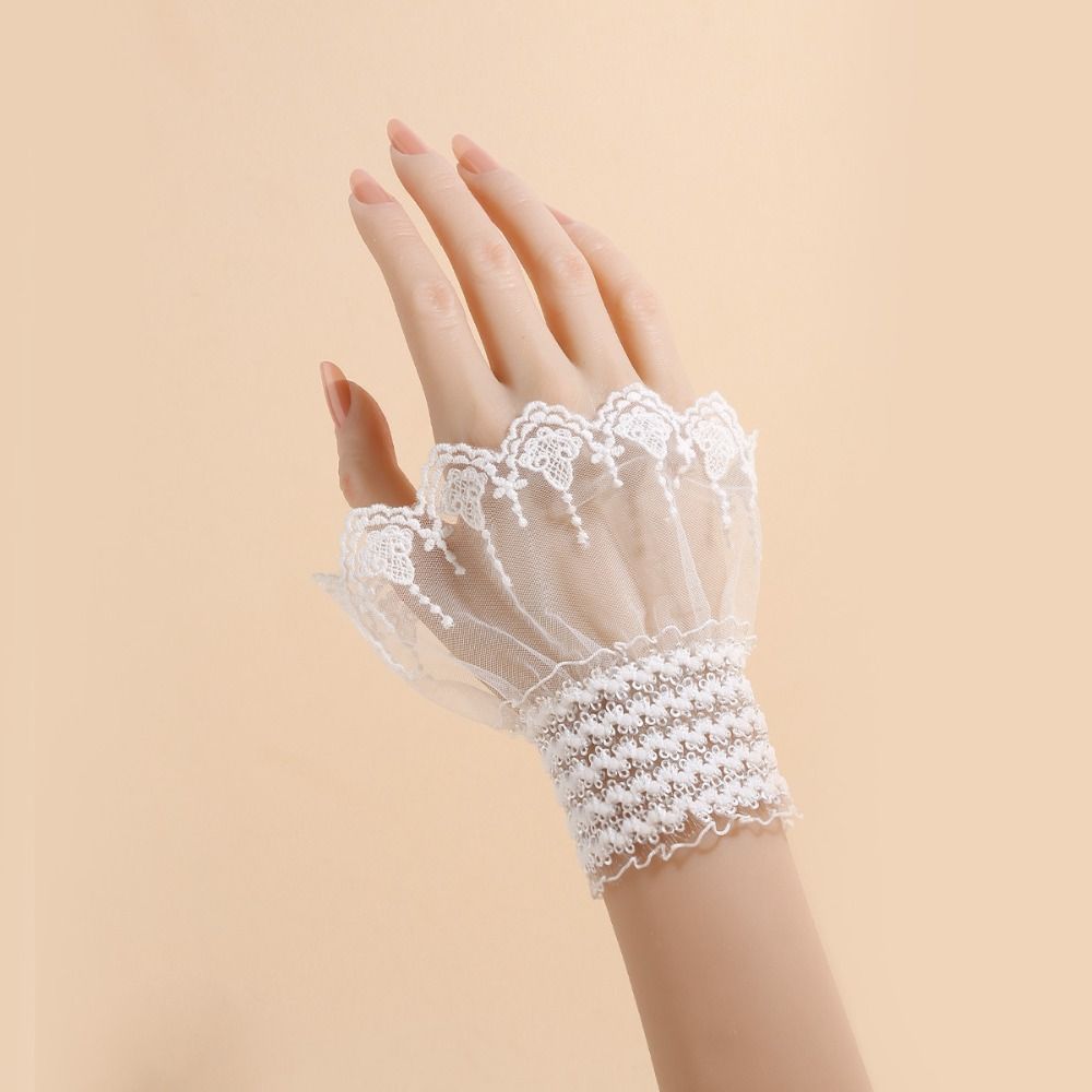 Flower Elastic Sleeve Cuffs Double Layer False Cuff Sleeve Casual Lace Sleeve  Photo Prop