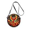 Fire Phoenix Print Round Shoulder Bag Casual Messenger Bag for Woman Best Gifts 2D Flat Casual Daily Crossbody Bag