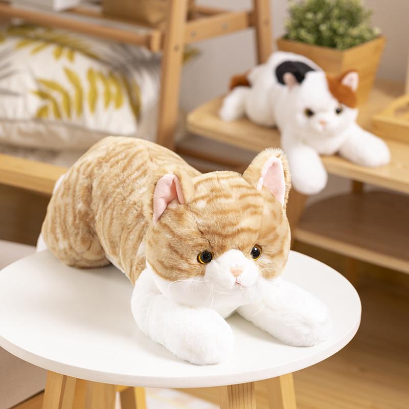 Cute Realistic Cat Plush Toy Stuffed Animal Home Car Decor Gift For Children 50cm Brown