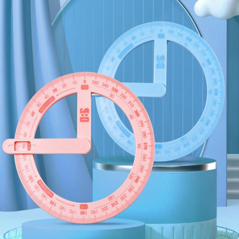 360-degree Movable Protractor Mathematical Angle Drawing Tool Geometric Angle Demonstration Movable Ruler