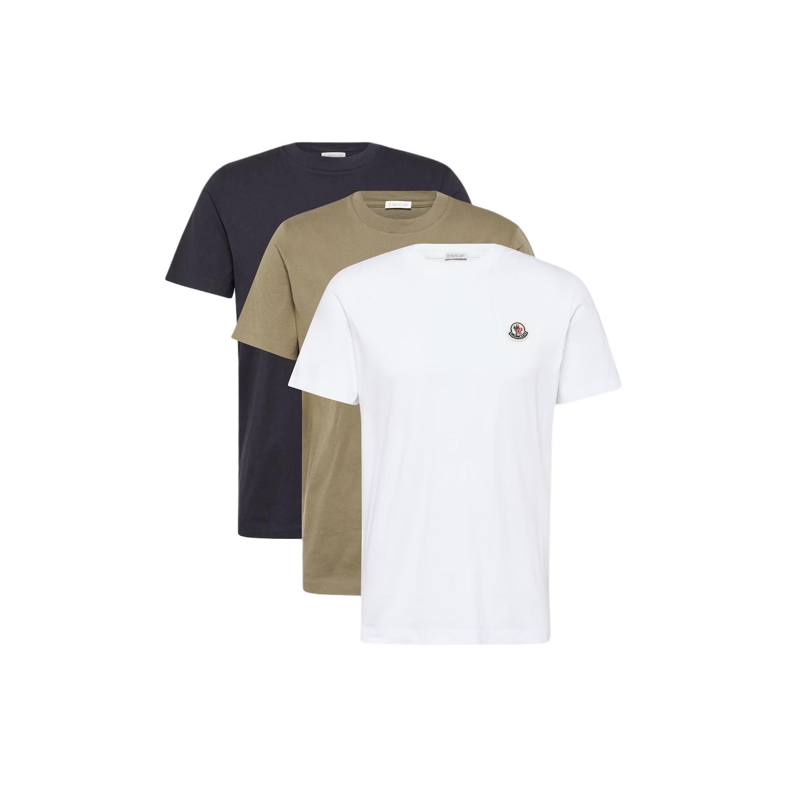Moncler Geribd Ronde Hals Logo Letter Korte Mouw T-shirt 3-Pack Heren Tops J10918C00025829H83P3 S
