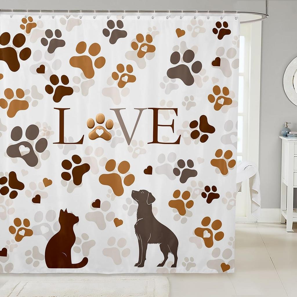 Cartoon Corgi Bathroom Curtain,Blossom Flower Green Leaves Shower Curtain Kids Girls Bathroom Decor,Cute Dog Nature Botanical