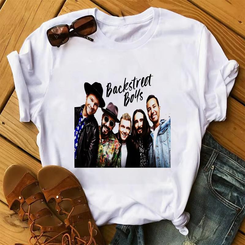 Nyári Backstreet Boys pólók Rock Band Rövid ujjú Rock Női Utcai Trend Pop Alkalmi Harajuku Grafikus Női Pólók