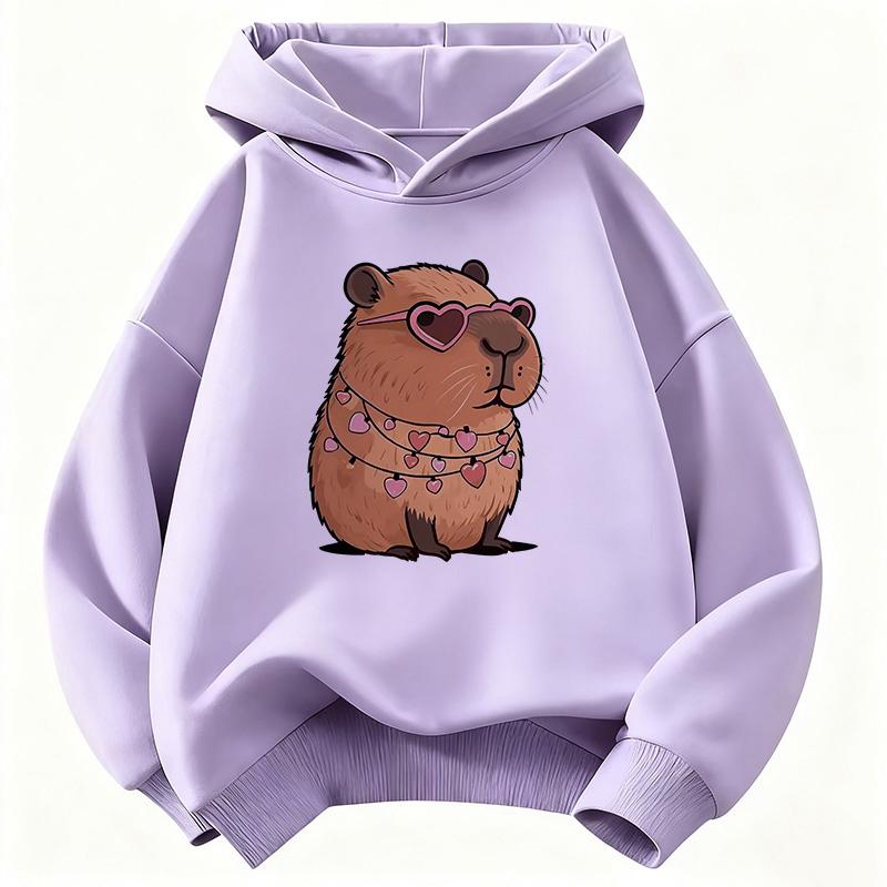 Streetwear Capybara Printed Hooded Kids Children's Sweatshirt Cute Hoody for Boys Girls Autumn Spring Casual Hoodies