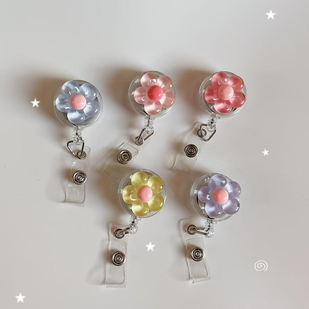 Casual Style Drawstring ID Card Lanyards with Floral Designs for Nurses, Office Workers, Travelers | Lightweight ABS Material, Ideal for Bus Passes