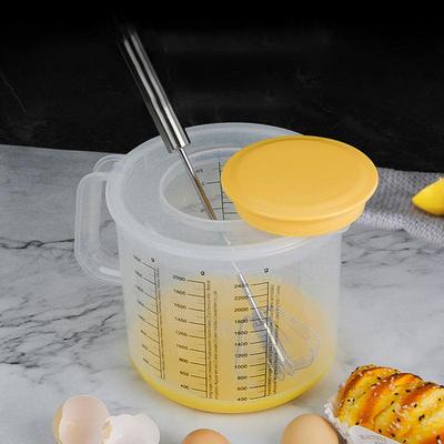 2400ml Large Capacity Baking Measuring Cup with Lid Kitchen Mixing Bowl with Handle Transparent Plastic Mixing Cup for Home Tool