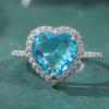 Luxury Micro Pvae White Blue CZ Heart Women's Ring Trendy CopperColor Daily Wear Party Jewelry Anniversary Gift