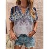 Maglietta da donna, maglietta estiva con scollo a V per donna, moda quotidiana, manica corta, casual, stampa 3D, abbigliamento femminile