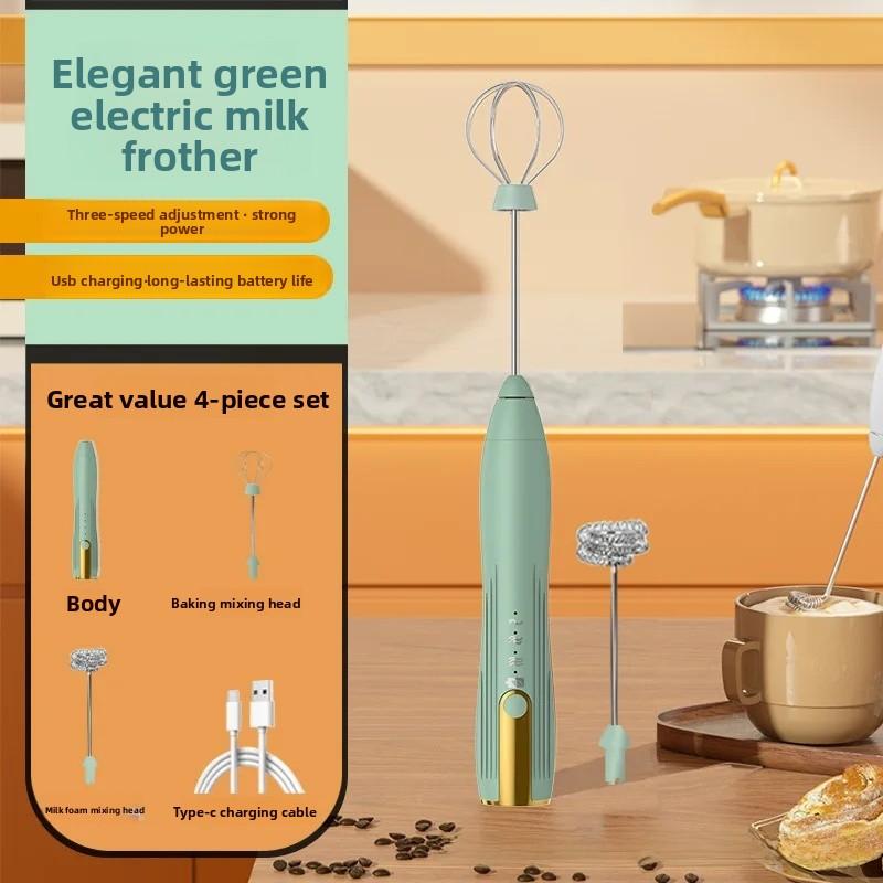 Portable Electric Milk Frother USB Egg Beater Hand Coffee Whisk Rechargeable Foam Mixer Home Kitchen Milk Frother Foaming