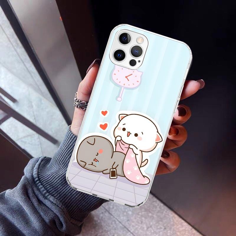 Cute Peach Goma Cat Phone Case For iPhone 17 Air 16 15 Pro Max 14 Plus 13 Mini 12 11 Cover 7 8 SE Silicone Shell Print Fundas 17
