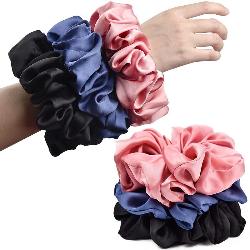 Women Satin Bonnet Solid Sleeping Hat Stretchy Tie Band Elastic Night Shower Cap Hair Head Cover Bonnet Simple Hair Accessories