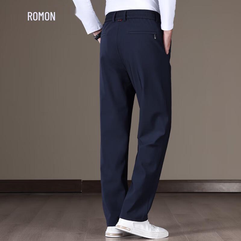 ROMON Men's Straight-Leg Elastic Waist Casual Pants