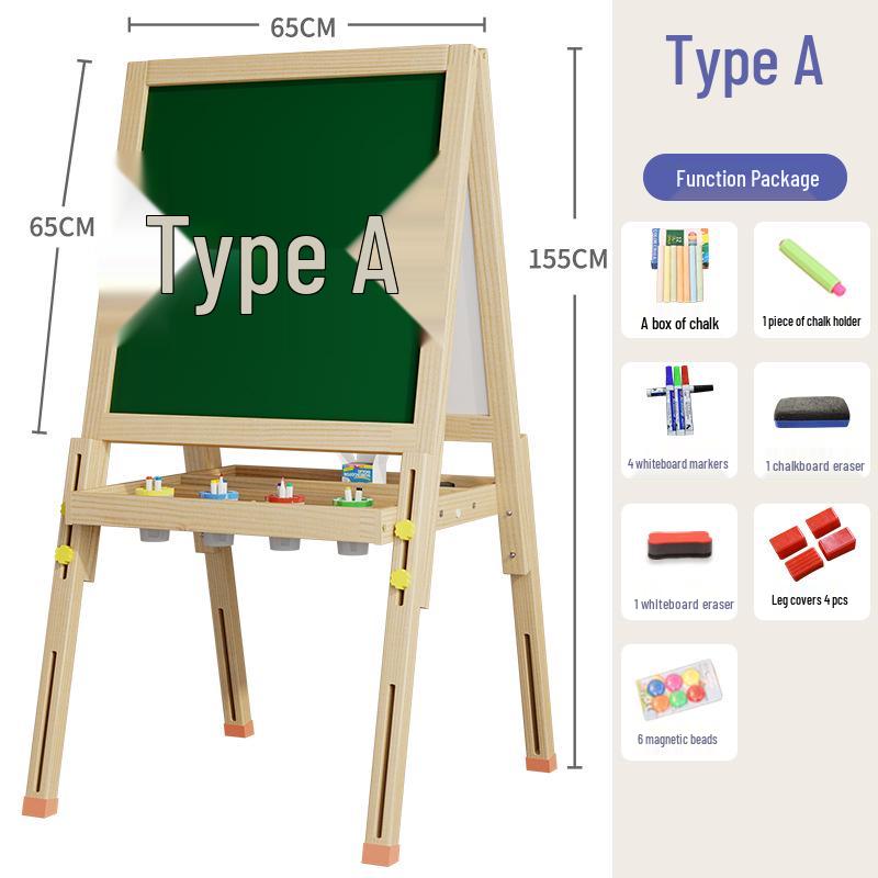 Solid Wood Children's Erasable Chalkboard Easel for Writing & Drawing