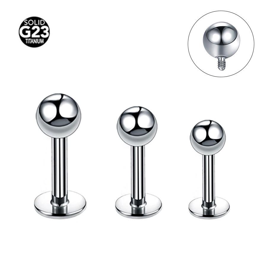 Labret de Liga de Titânio G23, Rosca Interna, 1.0-1.6mm, Comprimento 4-12mm, para Cartilagem da Orelha.