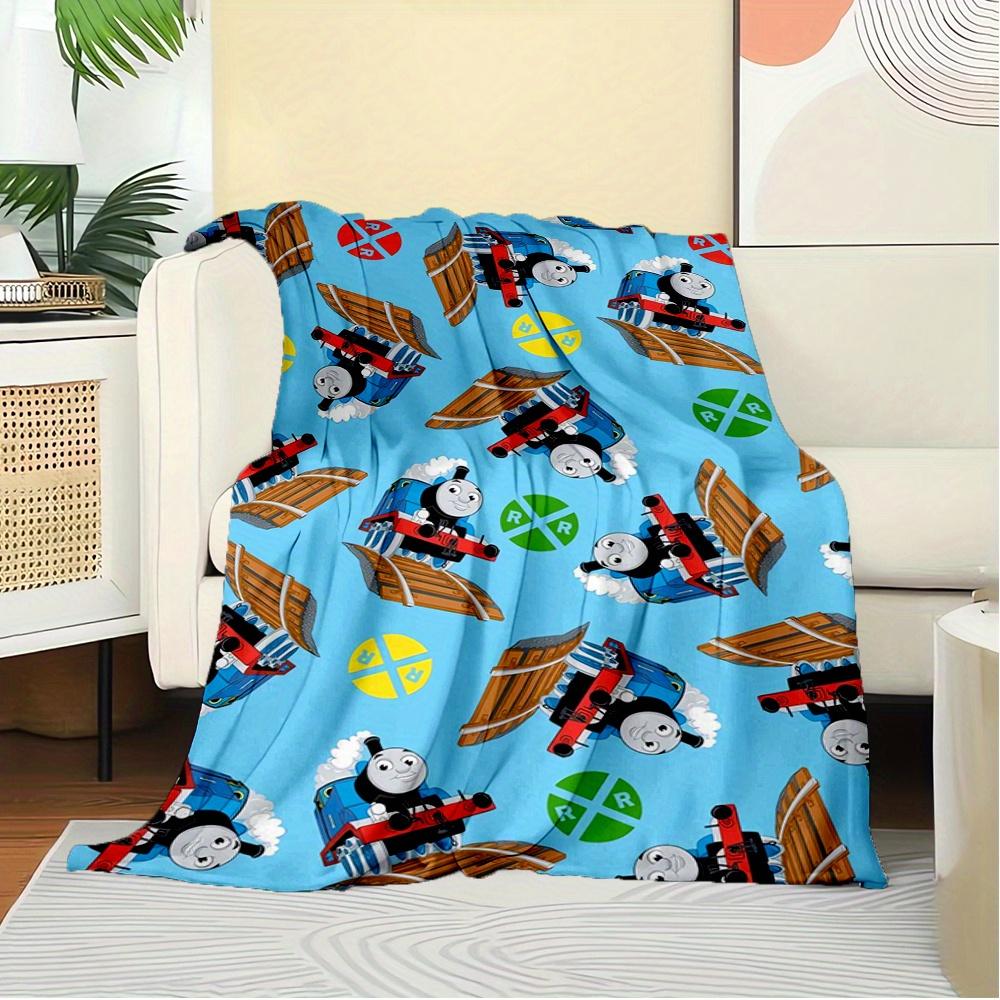 1pc train,engine,thomasTheme Digital Printed Flannel Blanket, Super Soft Plush Fleece Bed Cover, Multi-Function Four Seasons Hypoallergenic