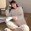 Coral Fleece Pajamas for Women In Winter, Thickened Jacquard Long Sleeved Home Clothes, Two-piece Set for Autumn and Winter, Loose and Warm Set