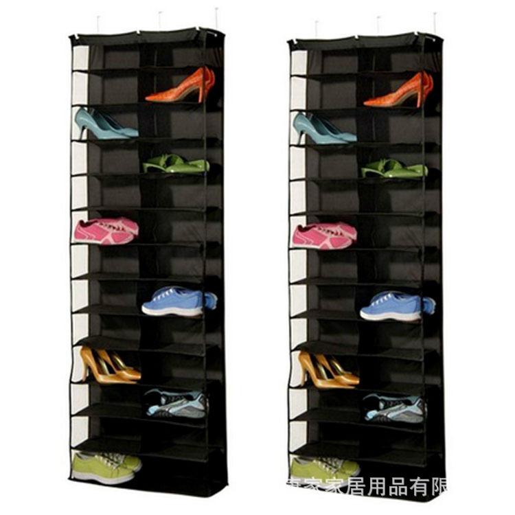 26 решетчатая трехмерная нетканая напольная сумка для хранения обуви, подвесная сумка для гардероба, подвесная сумка для обуви 55x16x160cm чёрный