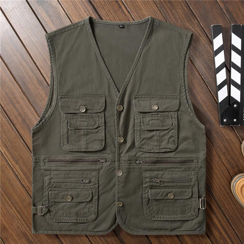 Mens Cargo Outdoor Outerwear Fishing Casual Coat Sleeveless Jacket Sports Hiking Photography Many Pocket Partable Multifunction Coat For Men