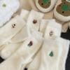 Mink Velvet Christmas Pattern Socks Winter Warm Sweat Absorption Fleece Warm Socks Soft White Xmas Tree Snowman Elk Socks