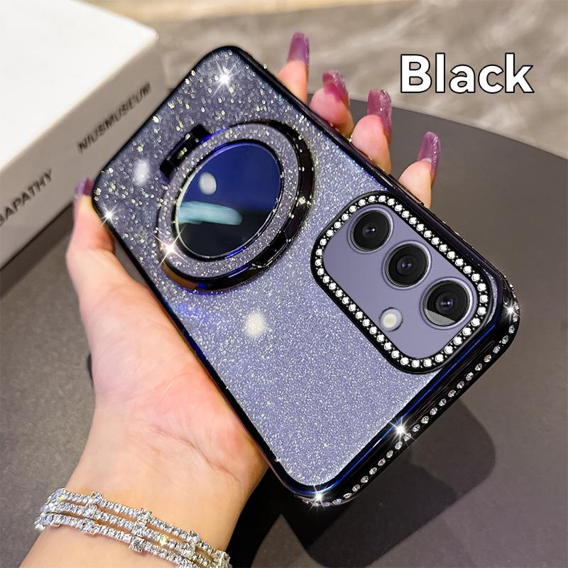 Fashion Diamond Glitter Plating Soft Case For Samsung Galaxy S20 FE S21 Plus S22 S23 S24 Ultra S25 Edge Bracket Shockproof Cover
