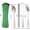 Stainless Steel Portable Cutlery Set with Cloth Bag - Includes Knife, Fork, Spoon & Chopsticks for Outdoor Travel
