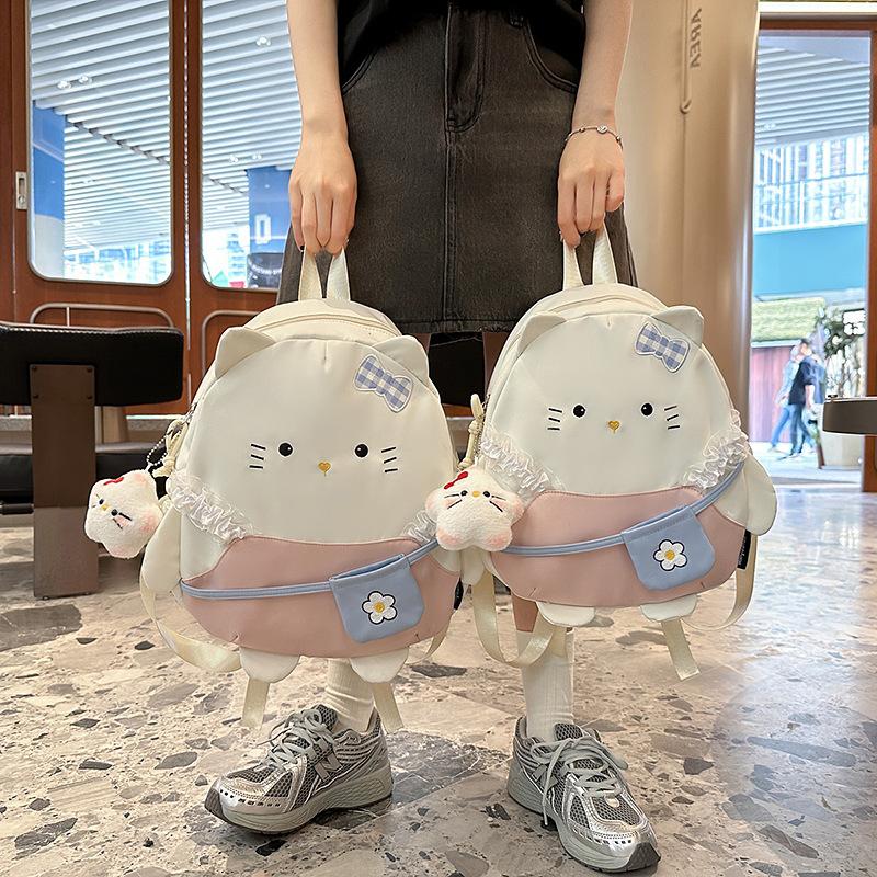 Schoolbag1011 Cute Cat Cute Face Large Capacity Casual Backpack New Trend Japanese Soft Girl New Travel Backpack